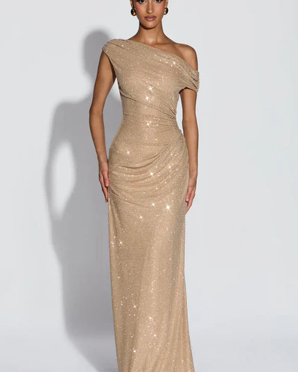 Vestido maxi de cóctel de satén de verano con escote en V para mujer