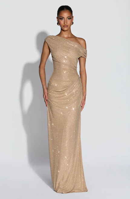 Vestido maxi de cóctel de satén de verano con escote en V para mujer