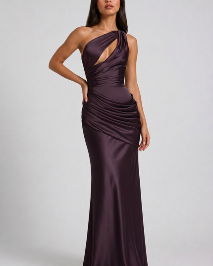 Vestido maxi de fiesta de noche de verano para mujer en satén con escote en V