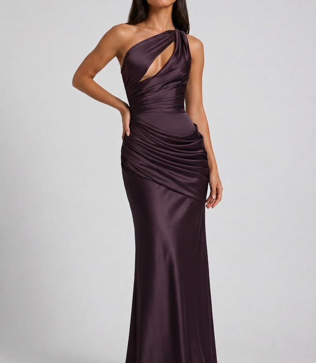 Vestido maxi de fiesta de noche de verano para mujer en satén con escote en V