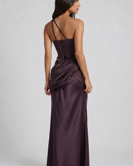 Vestido maxi de fiesta de noche de verano para mujer en satén con escote en V