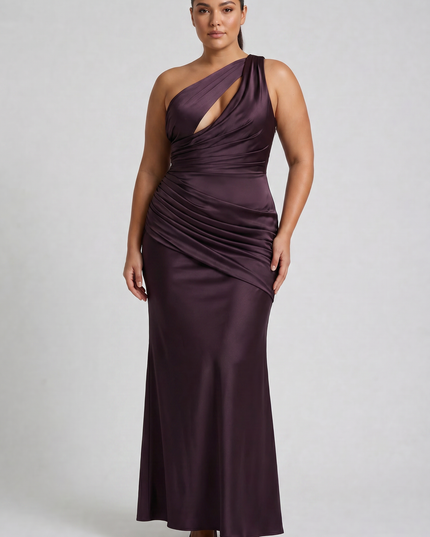 Vestido maxi de fiesta de noche de verano para mujer en satén con escote en V