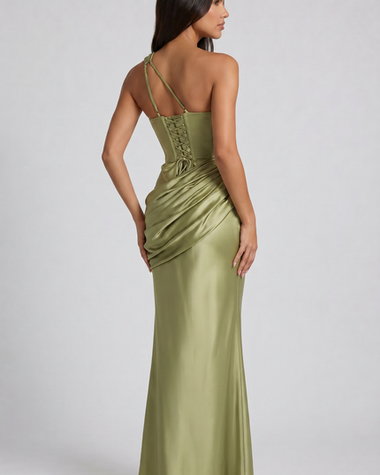 Vestido maxi de fiesta de noche de verano para mujer en satén con escote en V