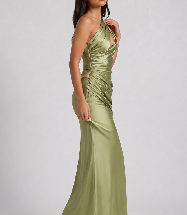 Vestido maxi de fiesta de noche de verano para mujer en satén con escote en V