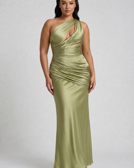 Vestido maxi de fiesta de noche de verano para mujer en satén con escote en V