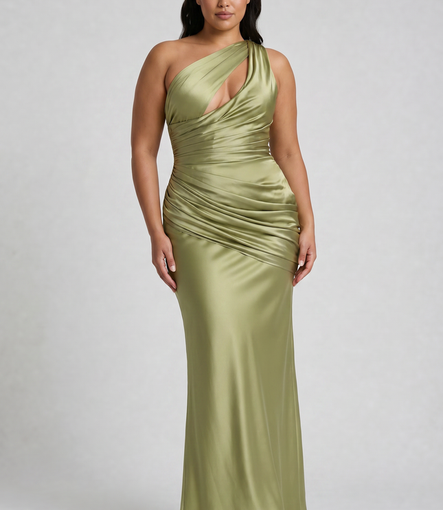 Vestido maxi de fiesta de noche de verano para mujer en satén con escote en V