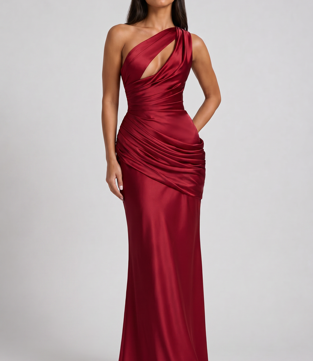 Vestido maxi de fiesta de noche de verano para mujer en satén con escote en V