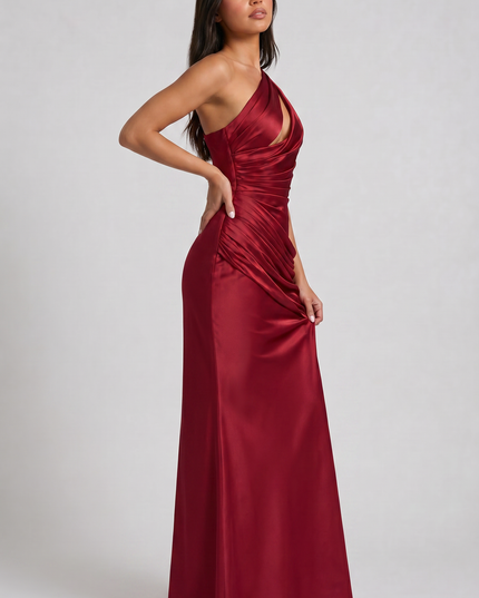 Vestido maxi de fiesta de noche de verano para mujer en satén con escote en V