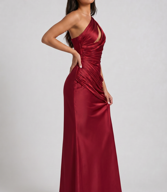 Vestido maxi de fiesta de noche de verano para mujer en satén con escote en V