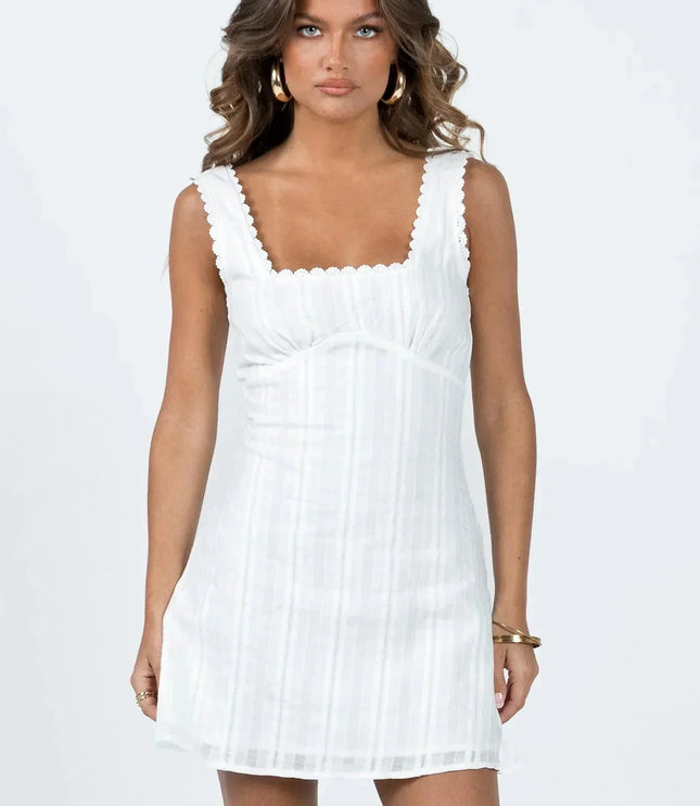 Vestido mini de cóctel con cuello cuadrado de verano para mujer