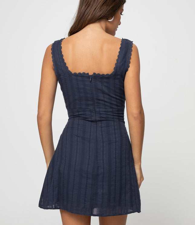 Vestido mini de cóctel con cuello cuadrado de verano para mujer