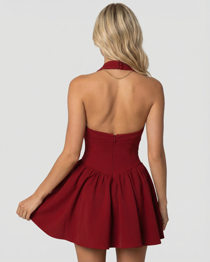 Vestido mini de verano con escote cuadrado y manga corta para mujer
