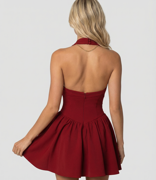 Vestido mini de verano con escote cuadrado y manga corta para mujer