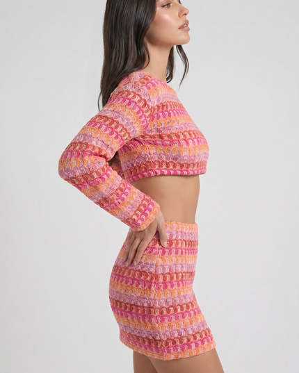 Ensemble deux pièces d'été pour femme avec crop top et jupe coordonnés