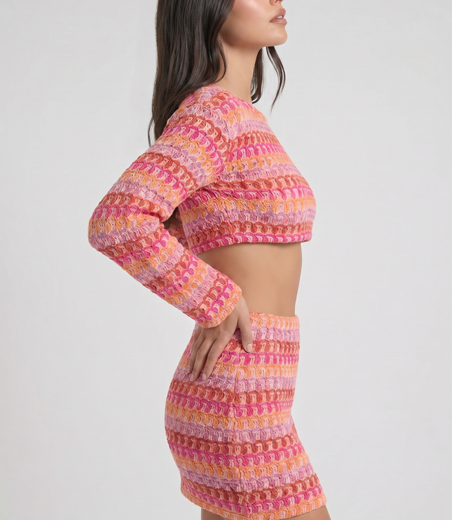 Ensemble deux pièces d'été pour femme avec crop top et jupe coordonnés