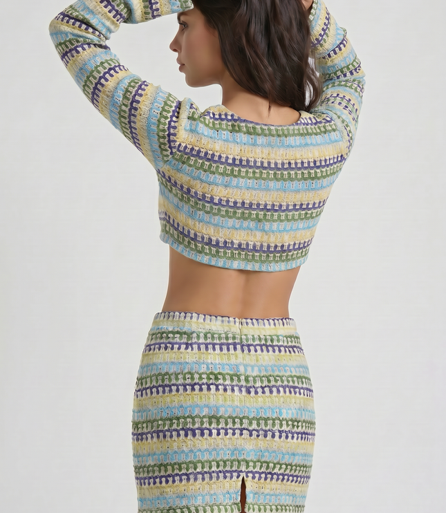 Ensemble deux pièces d'été pour femme avec crop top et jupe coordonnés
