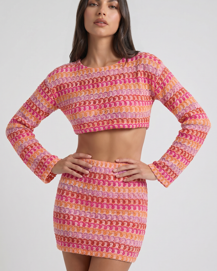 Ensemble deux pièces d'été pour femme avec crop top et jupe coordonnés