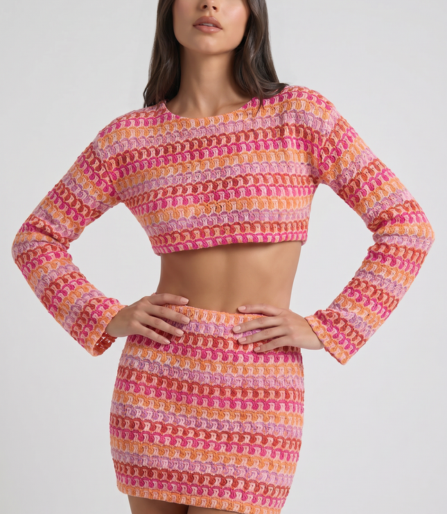 Ensemble deux pièces d'été pour femme avec crop top et jupe coordonnés