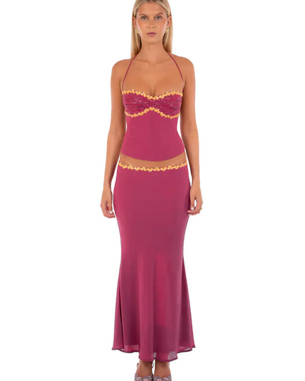 Conjunto de dos piezas de verano para mujer con top corto y falda coordinados