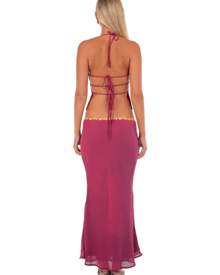 Conjunto de dos piezas de verano para mujer con top corto y falda coordinados