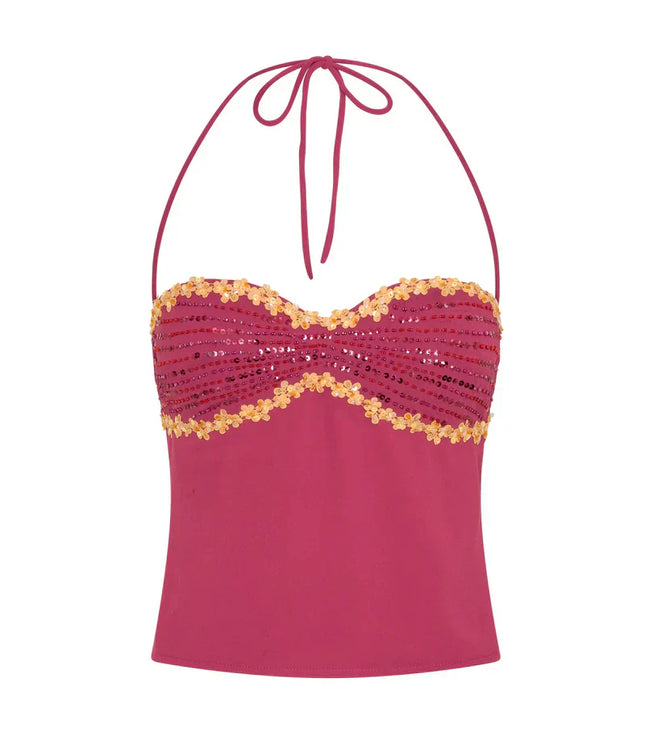 Conjunto de dos piezas de verano para mujer con top corto y falda coordinados