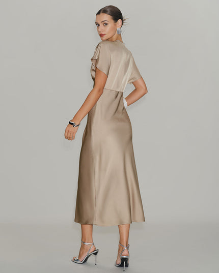 Vestido midi de verano con escote en V y volantes para invitada de boda mujer