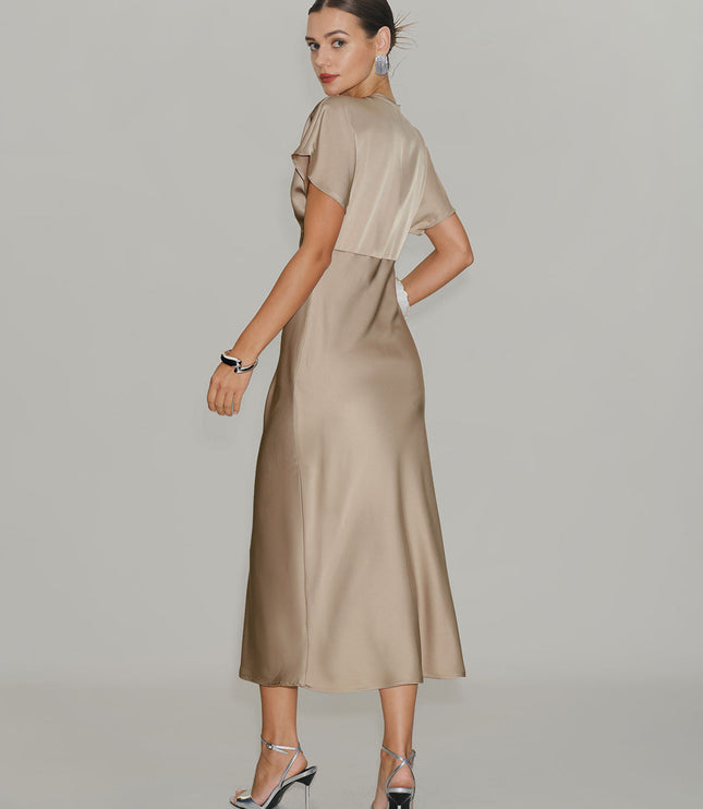 Vestido midi de verano con escote en V y volantes para invitada de boda mujer