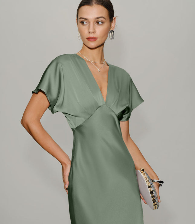 Vestido midi de verano con escote en V y volantes para invitada de boda mujer