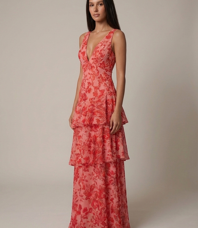 Vestido maxi floral de verano con cuello halter para invitada de boda mujer