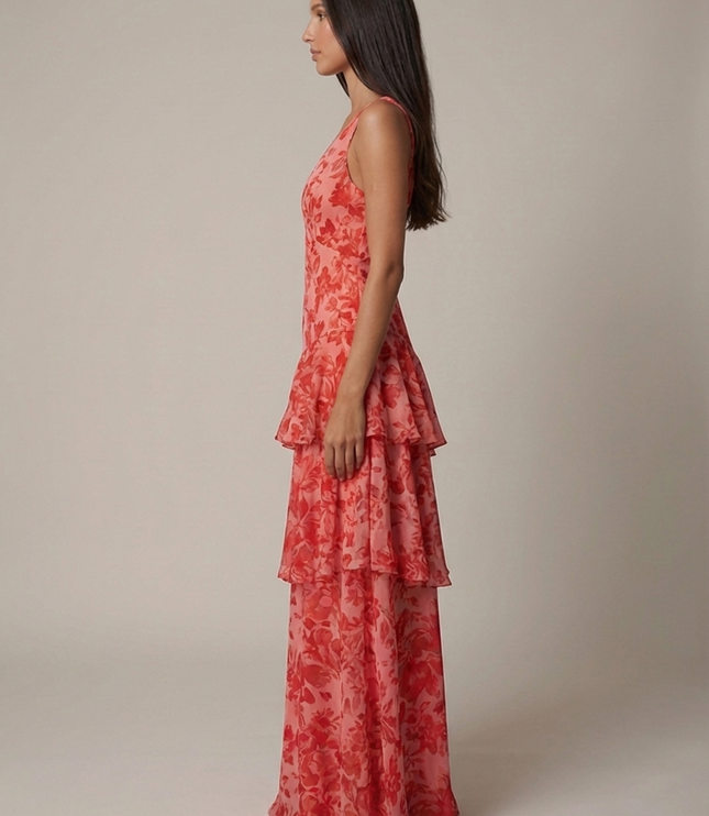 Vestido maxi floral de verano con cuello halter para invitada de boda mujer