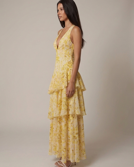 Vestido maxi floral de verano con cuello halter para invitada de boda mujer