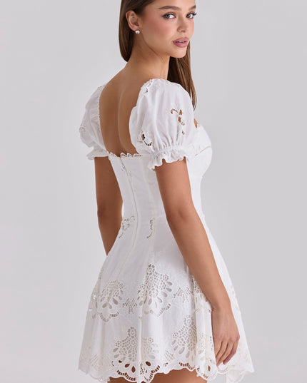 Women's Summer Wedding Guest White Mini Dress