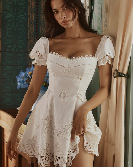 Women's Summer Wedding Guest White Mini Dress
