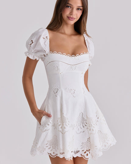 Women's Summer Wedding Guest White Mini Dress