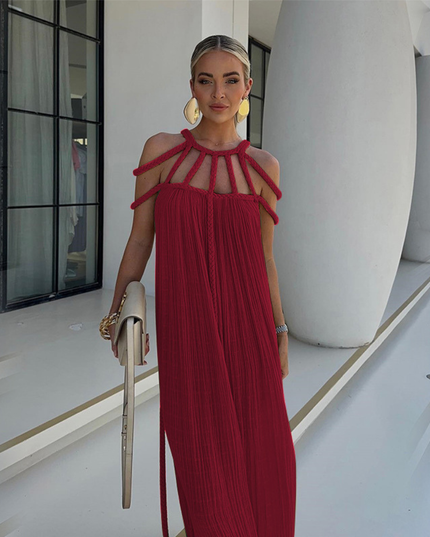 Women's Summer with Braided Neckline Maxi Dress - product image 3