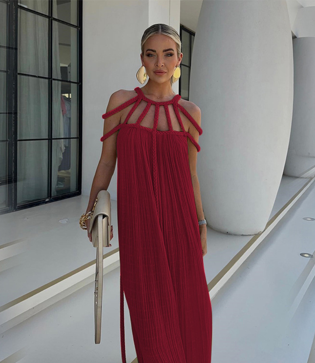Women's Summer with Braided Neckline Maxi Dress - product image 3