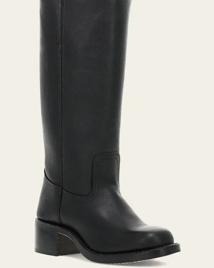 Women's Tall Boots with Stacked Block Heel and Stitched Seams