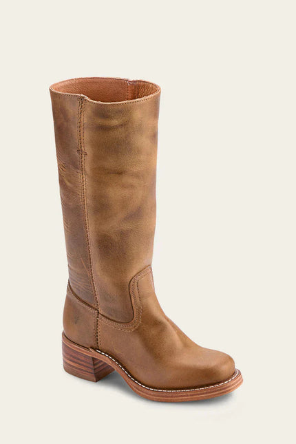 Women's Tall Boots with Stacked Block Heel and Stitched Seams
