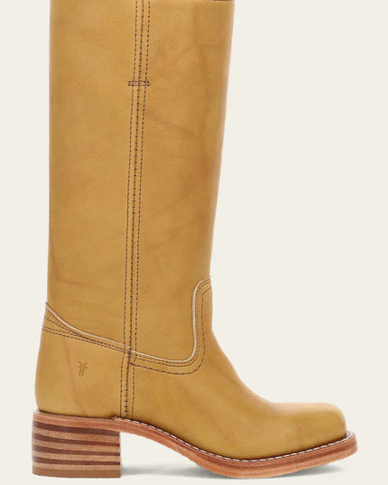Women's Tall Boots with Stacked Block Heel and Stitched Seams