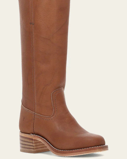 Women's Tall Boots with Stacked Block Heel and Stitched Seams