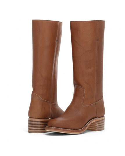 Women's Tall Straight Shaft Boots with Rounded Toe