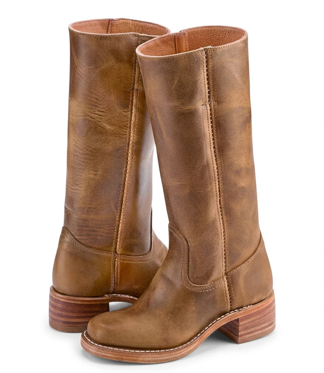 Women's Tall Straight Shaft Boots with Rounded Toe