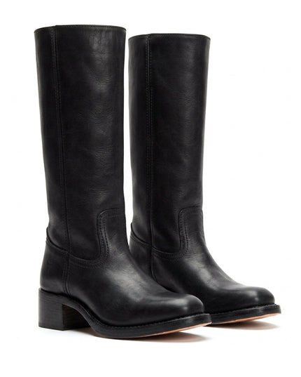 Women's Tall Straight Shaft Boots with Rounded Toe
