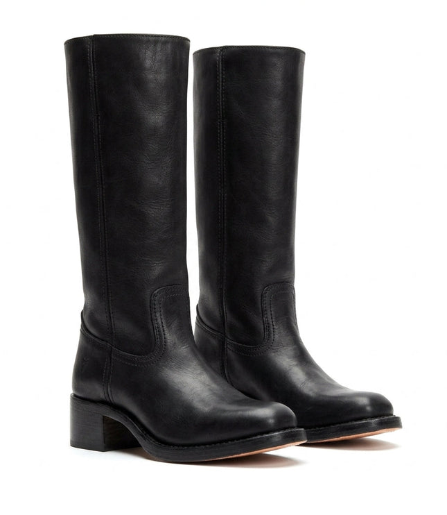 Women's Tall Straight Shaft Boots with Rounded Toe