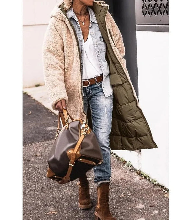 Women's Teddy Trim Longline Puffer Jacket