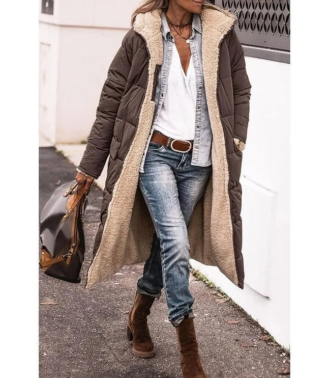 Women's Teddy Trim Longline Puffer Jacket