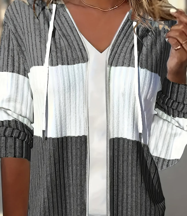 Tamara | Textured Hooded Zip Jacket