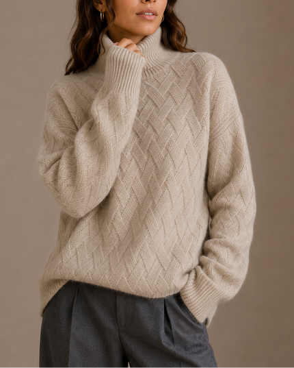 Women’s Textured Turtleneck Sweater – Soft Winter Knit Jumper