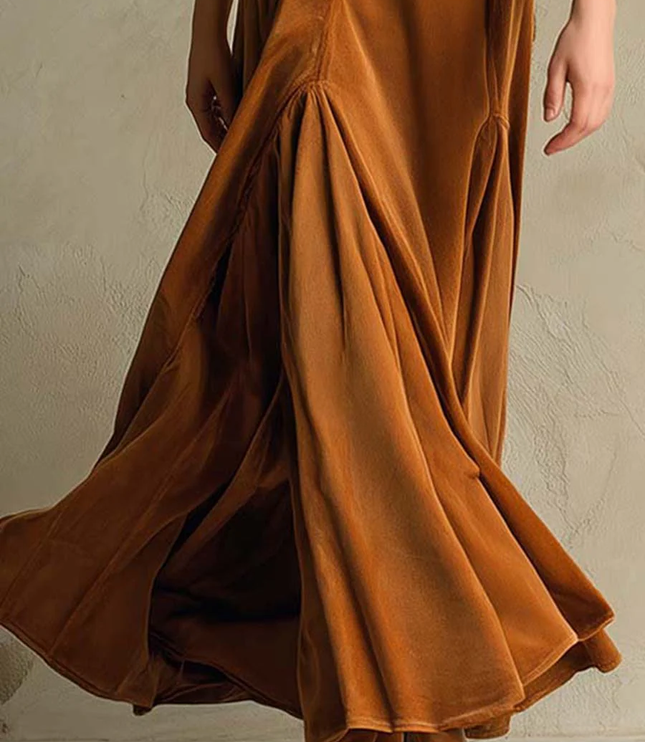 Women's Three-Quarter Sleeve Flared Velvet Dress