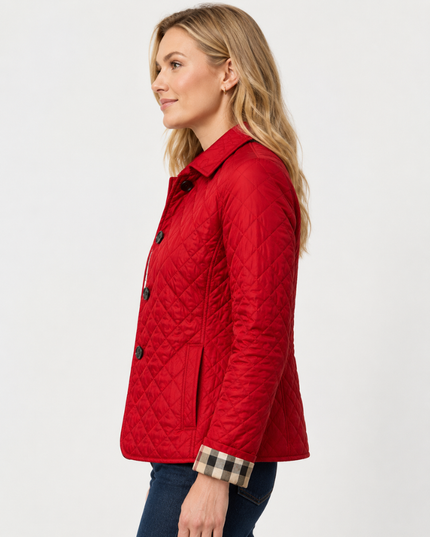 Women's Waist-Shaped Zip Pocket Quilted Jacket